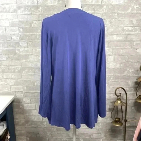 Halston essentials V neck slinky blue shirt top - Picture 7 of 11